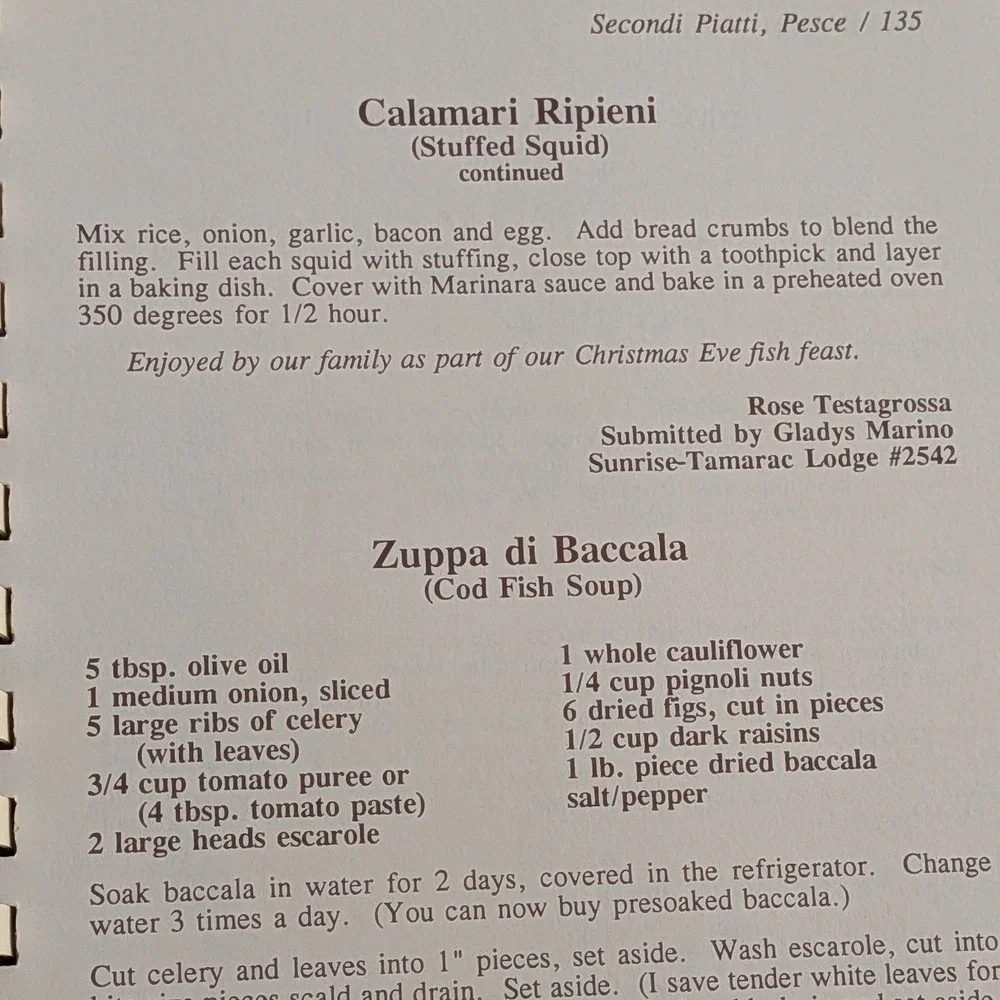 Preserving Our Italian Heritage Cookbook Sons of Italy Florida Foundation 2000